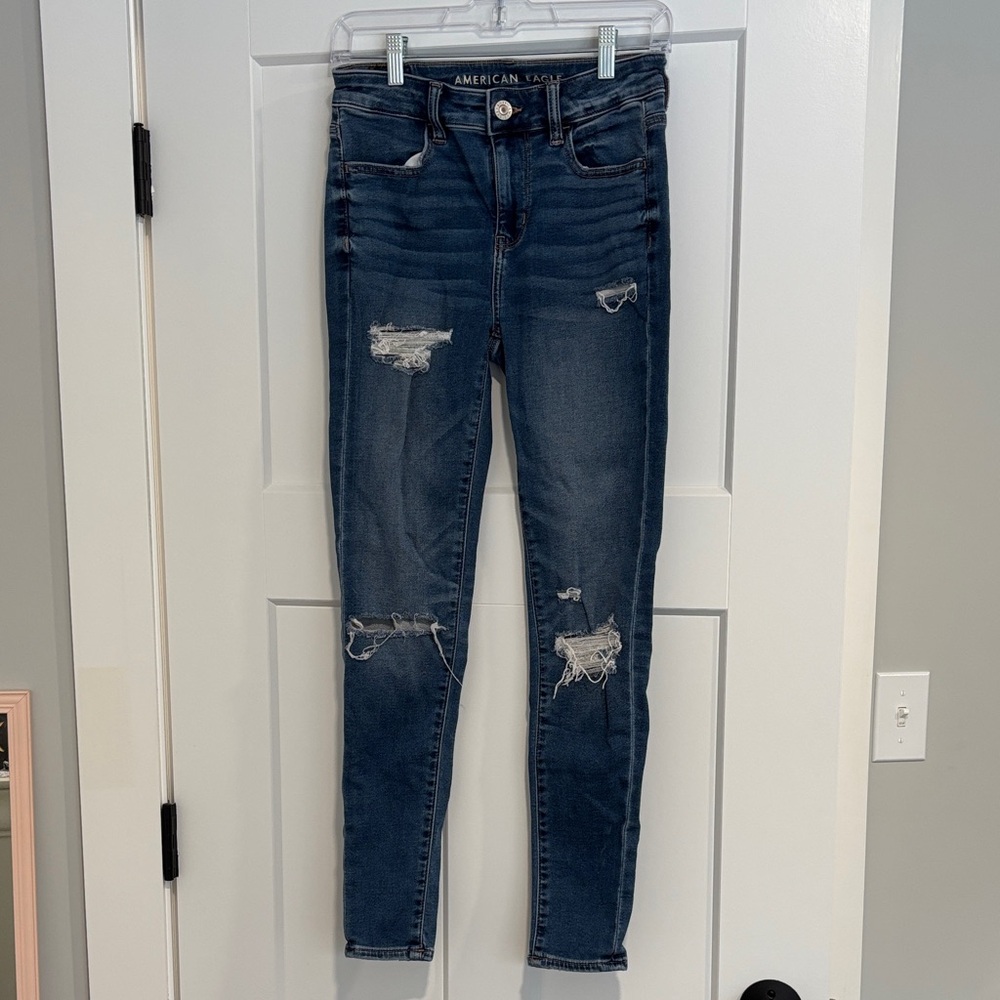 American Eagle Outfitters Women's Dark Blue high rise jegging